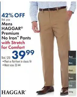 Boscov's Mens HAGGAR Premium No Iron Pants with Stretch offer