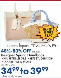 Boscov's Designer Spring Handbags offer