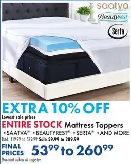 Boscov's ENTIRE STOCK Mattress Toppers offer
