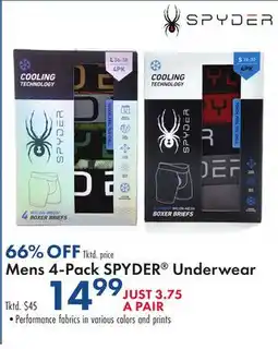 Boscov's Mens 4-Pack SPYDER Underwear offer