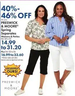 Boscov's PRESWICK & MOORE Spring Separates offer