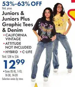 Boscov's Juniors & Juniors Plus Graphic Tees & Denim offer