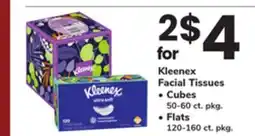 ACME Kleenex Facial Tissues Cubes 50-60 ct. pkg. Flats 120-160 ct. pkg offer