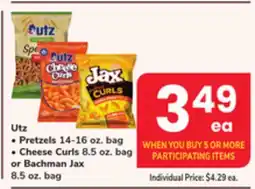 ACME Utz Pretzels 14-16 oz. bag Cheese Curls 8.5 oz. bag or Bachman Jax 8.5 oz. bag offer