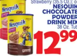 Bravo Supermarkets NESQUIK CHOCOLATE POWDER DRINK MIX 38 Oz. Tub offer