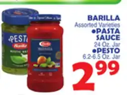 Bravo Supermarkets BARILLA •PASTA SAUCE 24 Oz. Jar •PESTO 6.2-6.5 Oz. Jar offer