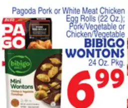 Bravo Supermarkets BIBIGO WONTONS 24 Oz. Pkg offer