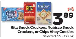 Weis Markets Ritz Snack Crackers, Nabisco Snack Crackers, or Chips Ahoy Cookies offer