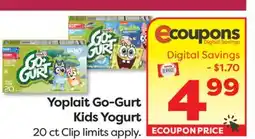 Weis Markets Yoplait Go-Gurt Kids Yogurt offer
