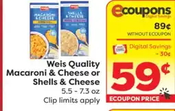 Weis Markets Weis Quality Macaroni & Cheese or Shells & Cheese offer