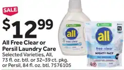 Stop&Shop All Free Clear or Persil Laundry Care offer