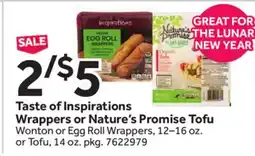 Stop&Shop Taste of Inspirations Wrappers or Nature's Promise Tofu offer