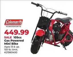 Runnings Coleman POWERSPORTS 105cc Gas Powered Mini Bike offer