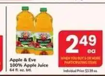 Safeway Apple & Eve 100% Apple Juice offer