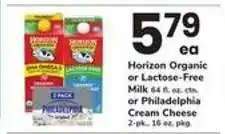 Safeway Horizon Organic or Lactose-Free Milk or Philadelphia Cream Cheese offer