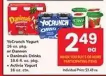Safeway YoCrunch Yogurt, Danimals Drinks, Activia Yogurt offer