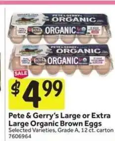 Stop&Shop Pete & Gerry's Large or Extra Large Organic Brown Eggs offer