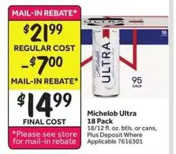 Stop&Shop Michelob Ultra 18 Pack offer