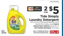 ShopRite Tide Simply Laundry Detergent offer