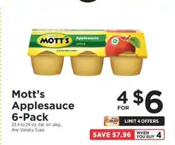 ShopRite Mott's Applesauce 6 Pack offer