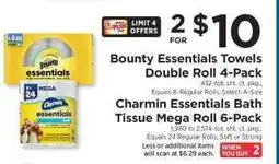 ShopRite Bounty Essentials Towels Double Roll 4-Pack offer