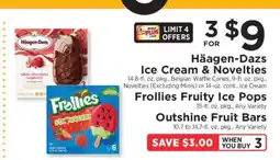 ShopRite Häagen-Dazs Ice Cream & Novelties, Frollies Fruity Ice Pops, Outshine Fruit Bars offer