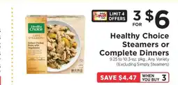 ShopRite Healthy Choice Steamers or Complete Dinners offer