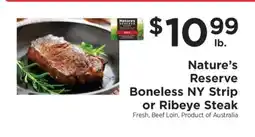 ShopRite Nature’s Reserve Boneless NY Strip or Ribeye Steak offer