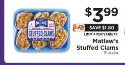 ShopRite Matlaw's Stuffed Clams offer