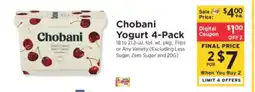 ShopRite Chobani Yogurt 4-Pack offer