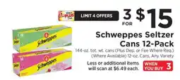 ShopRite Schweppes Seltzer Cans 12-Pack offer