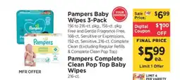 ShopRite Pampers Baby Wipes 3-Pack offer