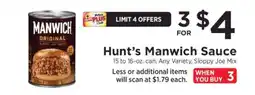 ShopRite Hunt's Manwich Sauce offer