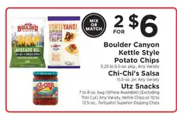 ShopRite Boulder Canyon Kettle Style Potato Chips, Chi-Chi’s Salsa, Utz Snacks offer