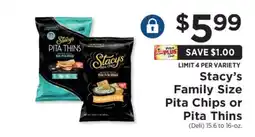 ShopRite Stacy's Family Size Pita Chips or Pita Thins offer