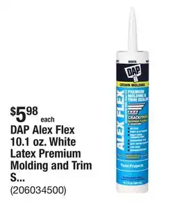 The Home Depot DAP Alex Flex 10.1 oz. White Latex Premium Molding and Trim Sealant offer