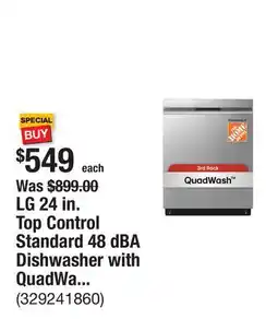 The Home Depot LG 24 in. Top Control Standard 48 dBA Dishwasher with QuadWash in Stainless Steel offer