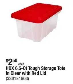 The Home Depot HDX 6.5-Qt Tough Storage Tote in Clear with Red Lid offer