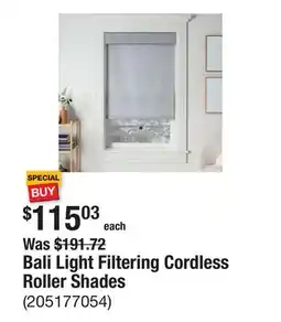 The Home Depot Bali Light Filtering Cordless Roller Shades offer