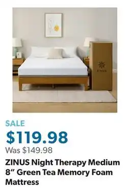 Sam's Club ZINUS Night Therapy Medium 8 Green Tea Memory Foam Mattress offer