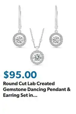 Sam's Club Round Cut Lab Created Gemstone Dancing Pendant & Earring Set in Sterling Silver offer