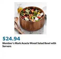 Sam's Club Member's Mark Acacia Wood Salad Bowl with Servers offer
