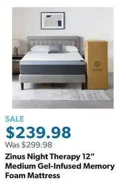 Sam's Club Zinus Night Therapy 12 Medium Gel-Infused Memory Foam Mattress offer