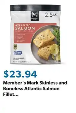 Sam's Club Member's Mark Skinless and Boneless Atlantic Salmon Fillet Portions, Frozen, 2.5 lbs offer