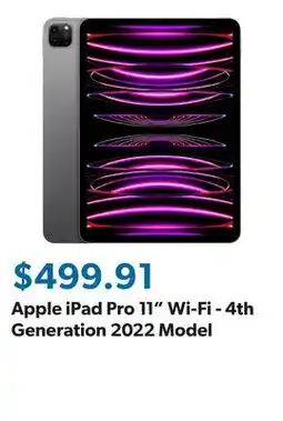 Sam's Club Apple iPad Pro 11 Wi-Fi - 4th Generation 2022 Model offer