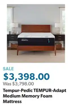 Sam's Club Tempur-Pedic TEMPUR-Adapt Medium Memory Foam Mattress offer