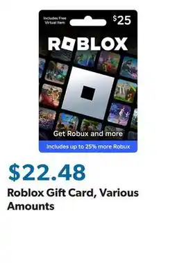 Sam's Club Roblox Gift Card, Various Amounts offer