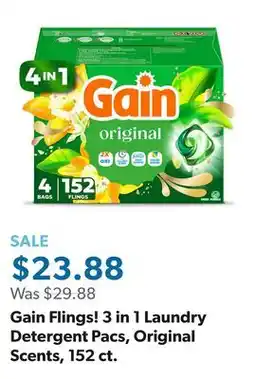 Sam's Club Gain Flings! 3 in 1 Laundry Detergent Pacs, Original Scents, 152 ct offer