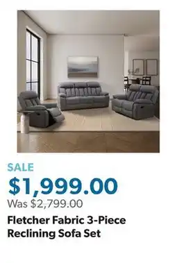 Sam's Club Fletcher Fabric 3-Piece Reclining Sofa Set offer