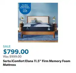 Sam's Club Serta iComfort Elana 11.5 Firm Memory Foam Mattress offer